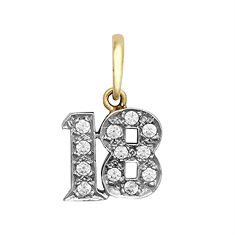 9ct YG Cz 18 Pendant
