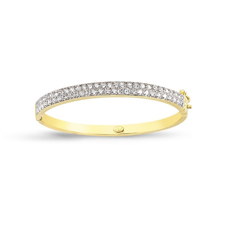 9ct YG Two Row Cz Kids Bangle