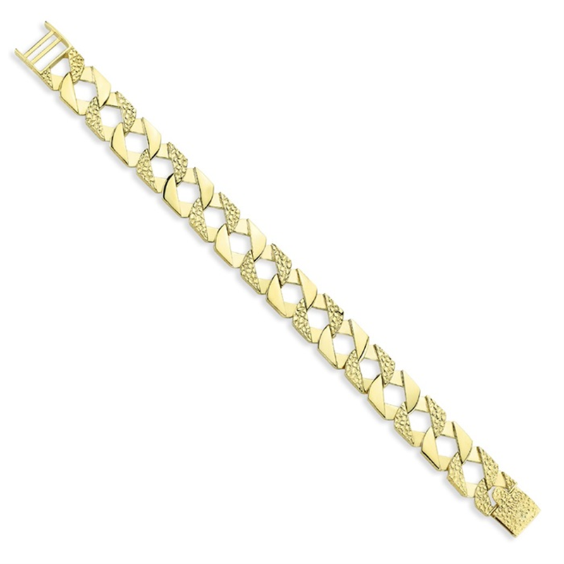 9ct YG Cobra & Plain Gents Bracelet