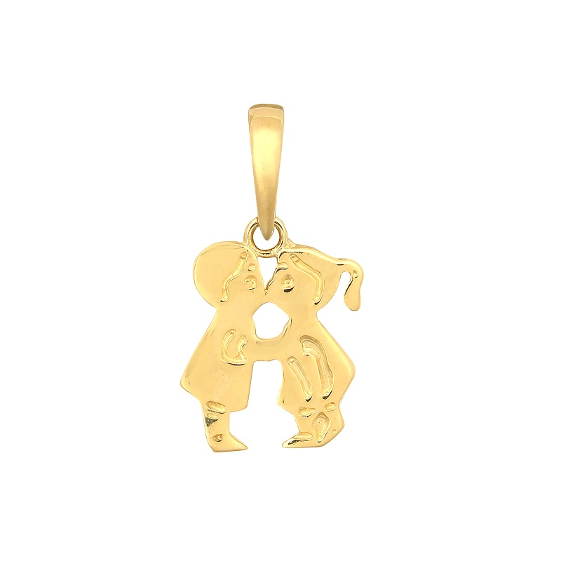 9ct YG Boy & Girl Kissing Pendant