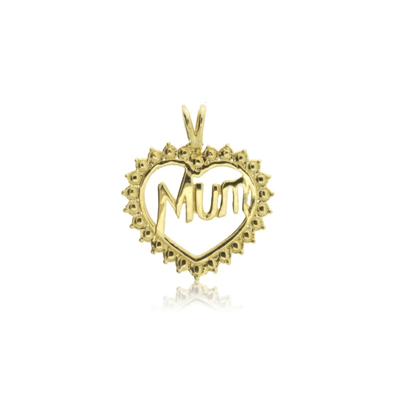 9ct YG Mum Heart Pendant