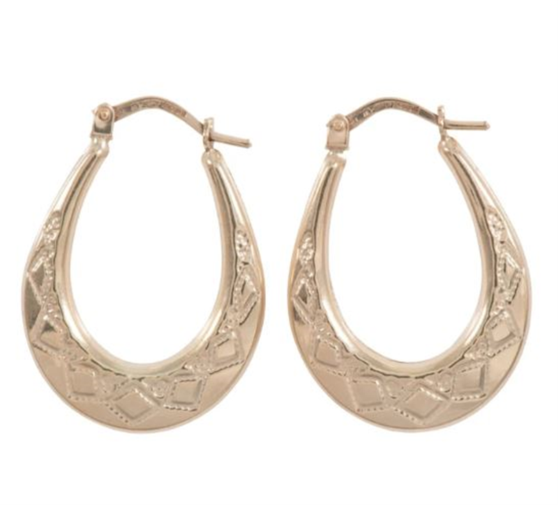 9ct Yellow Gold Oval Creole Earrings