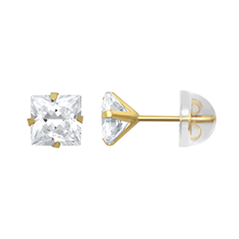 9ct YG Cz 5mm Sqare Stud Earrings