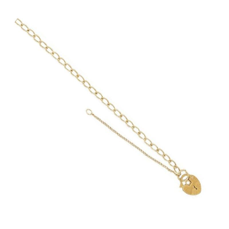 9ct YG Ladies Curb Link Charm Bracelet