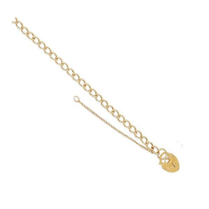 9ct YG Ladies Curb Link Charm Bracelet