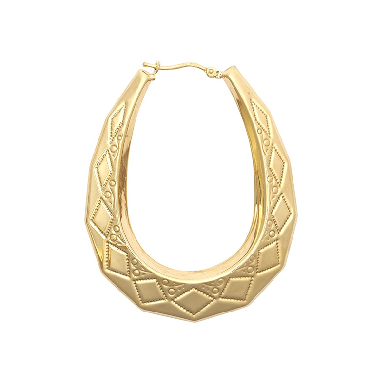 9ct Yellow Gold Oval Creole Earrings