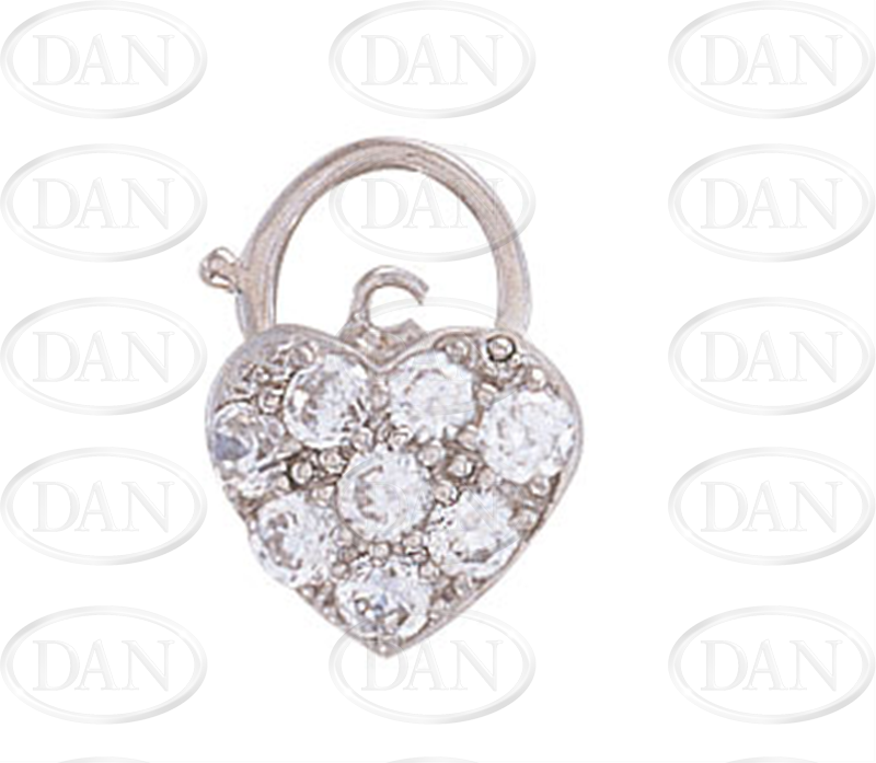 9ct WG Cz Heart Lock -  See Fd72