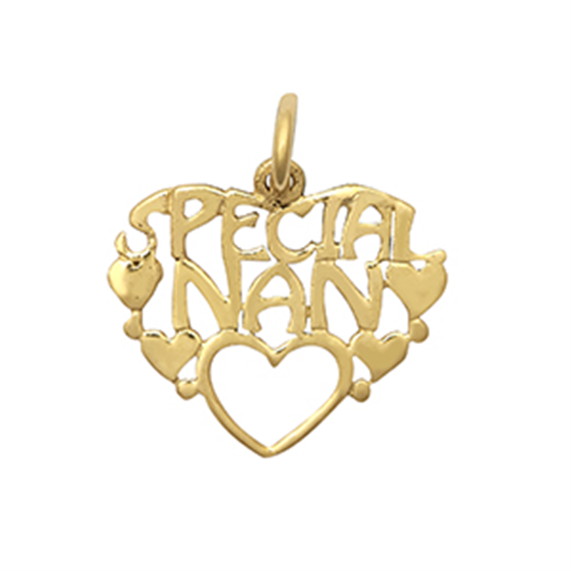9ct YG Special Nan Heart Charm Pendant