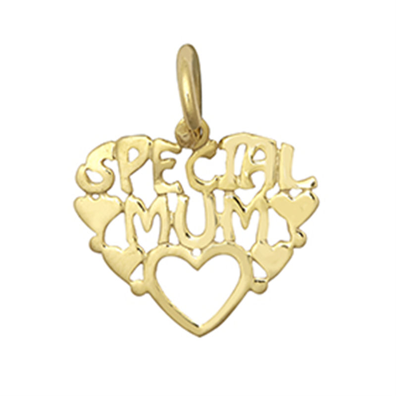 9ct YG Special Mum Heart Charm Pendant