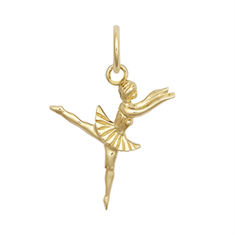 9ct YG Ballerina Charm Pendant