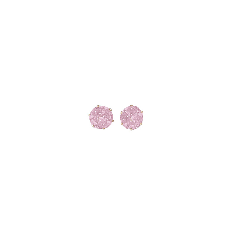 9ct Yellow Gold 10mm Pink CZ Stud Earrings