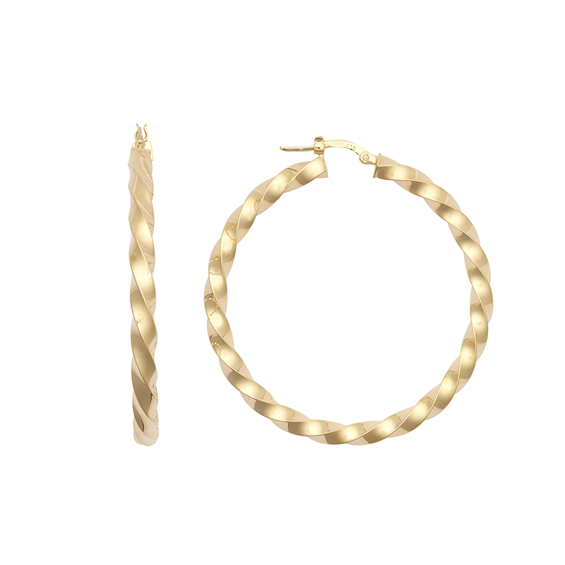 9ct YG 40mm Twist Hoop Earrings