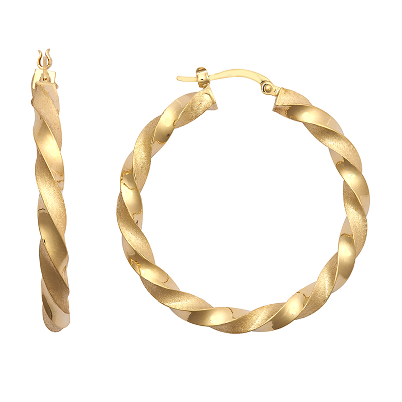 9ct YG 30mm Twist Hoop Earrings
