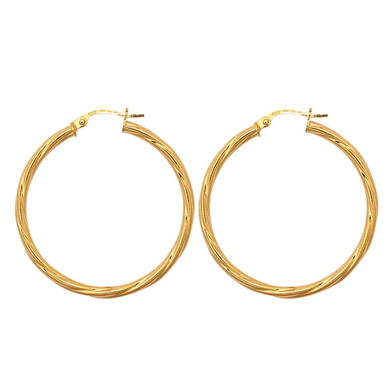 9ct Yellow Gold Twist Hoop Earrings