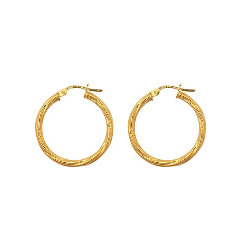 9ct Yellow Gold Twist Hoop Earrings