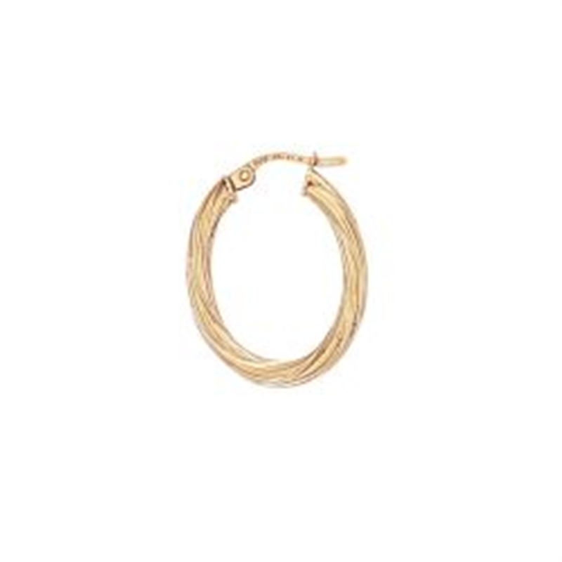 9ct Yellow Gold Oval Twist Hoop Earrings