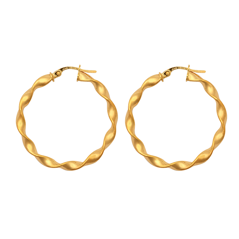 9ct Yellow Gold 25mm Candy Twist Hoop Earrings