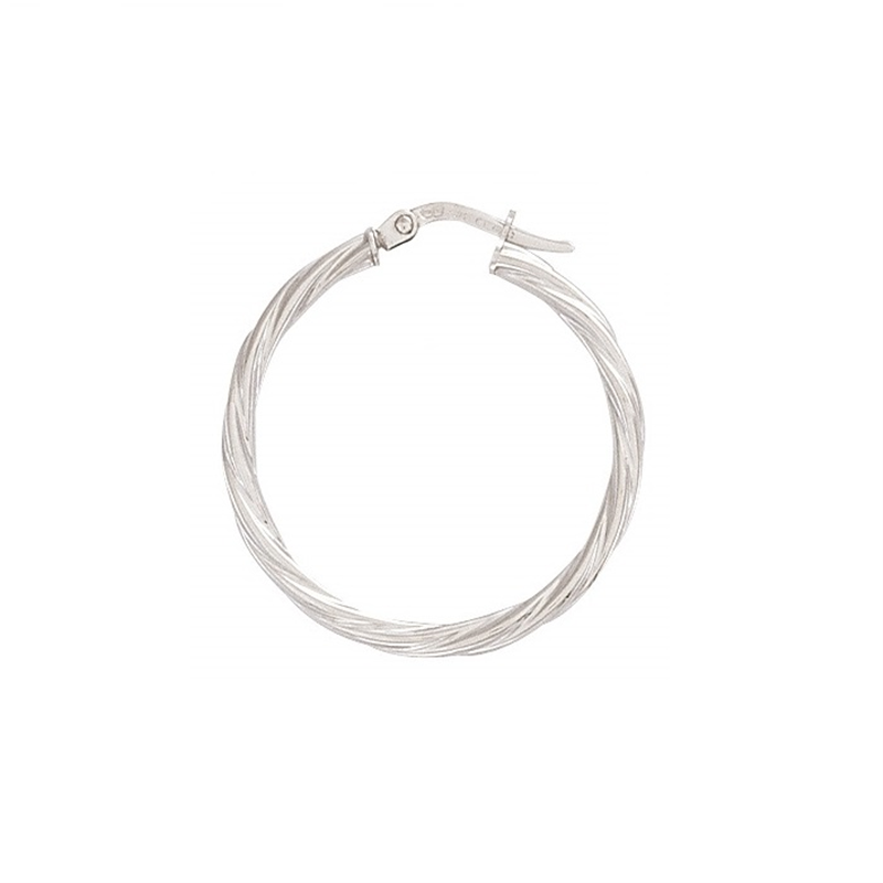 9ct White Gold Twist Hoop Earrings