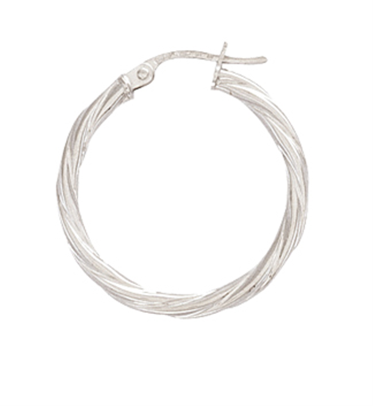 9ct White Gold Twist Hoop Earrings