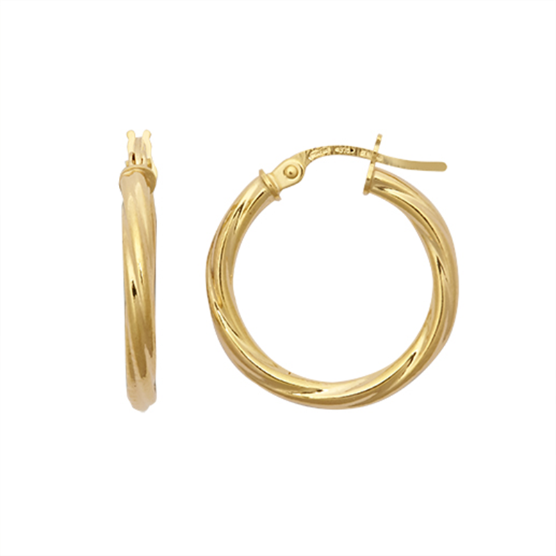 9ct Yellow Gold Twist Hoop Earrings