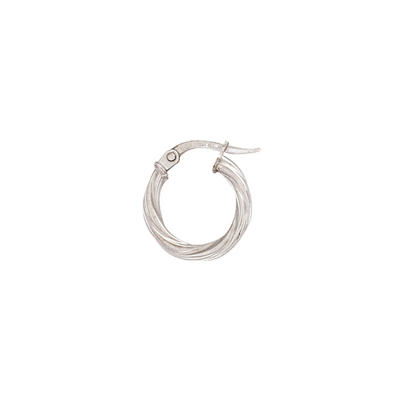 9ct White Gold Twist Hoop Earrings