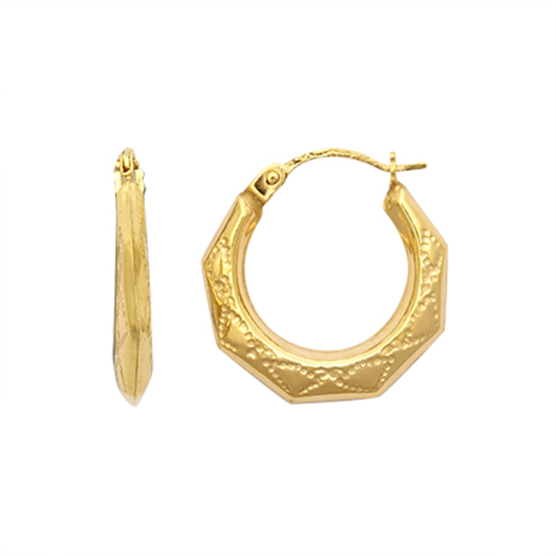 9ct YG Round Creole Earrings