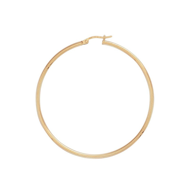 9ct Yellow Gold 50mm Thin Hoop Earrings