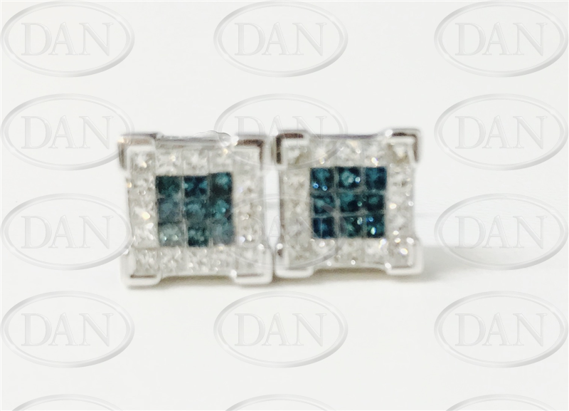 18ct Blue & White Diamond Studs