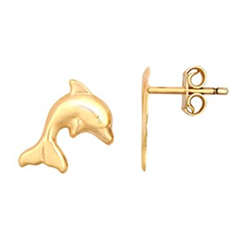 9ct YG Dolphin Stud Earrings