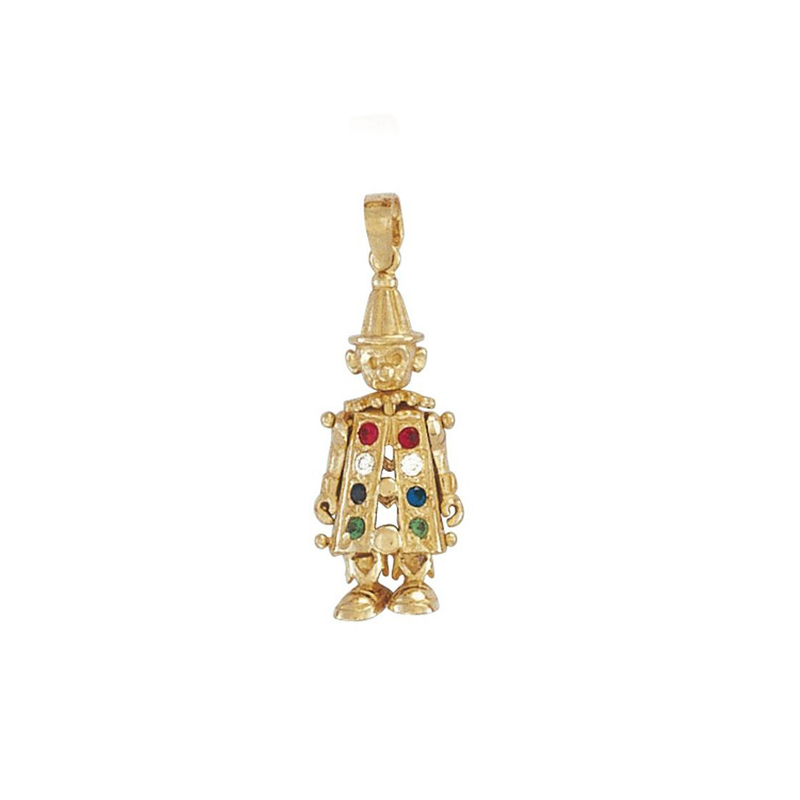 9ct YG Cz Moveable Clown Pendant