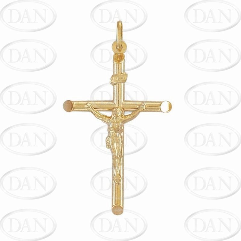 9ct Yellow Gold Plain Hollow Crucifix Cross Pendant