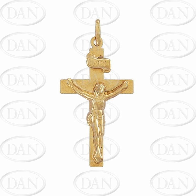 9ct Yellow Gold Plain Hollow Crucifix Cross Pendant