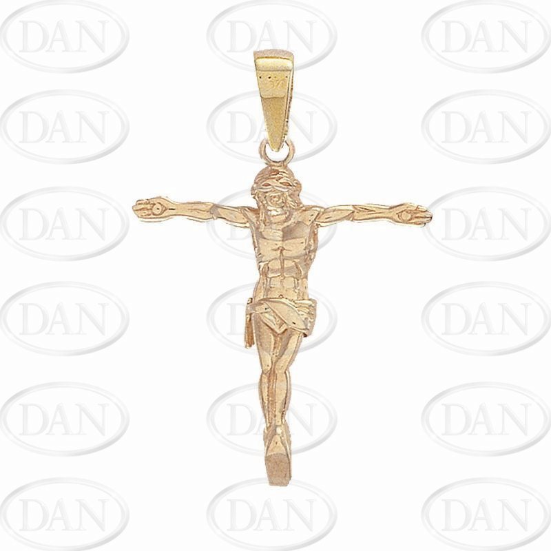 9ct Yellow Gold Crucifix Corpus Cross Pendant