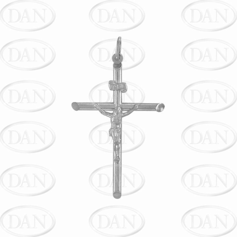 9ct White Gold Plain Hollow Crucifix Cross Pendant