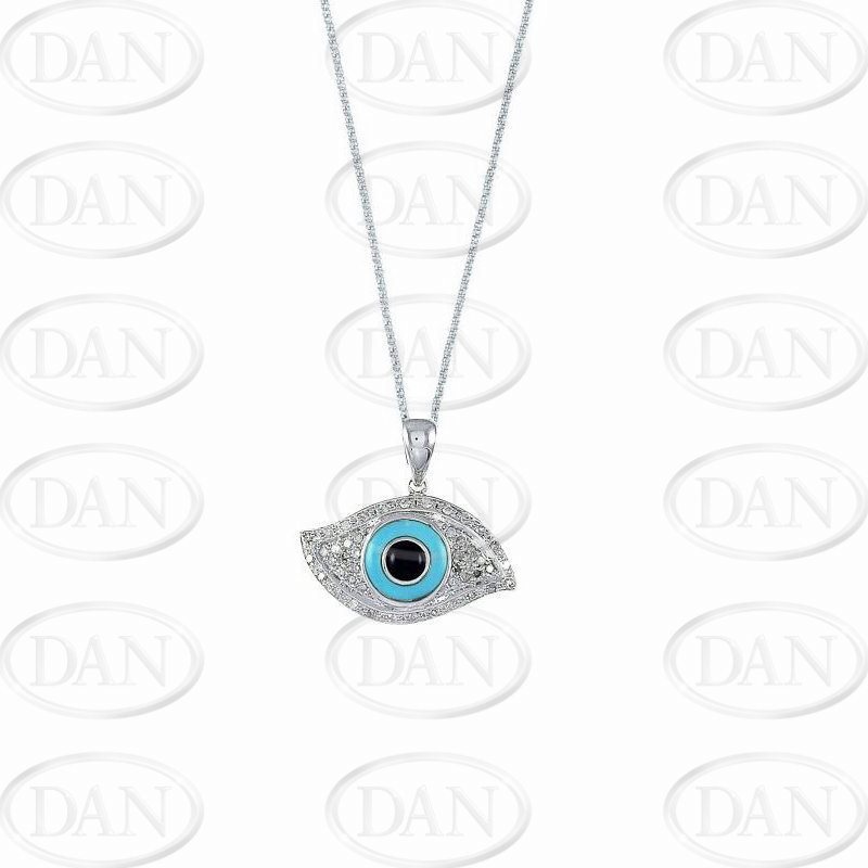 Diamond, Ox & Tq Evil Eye Pendant