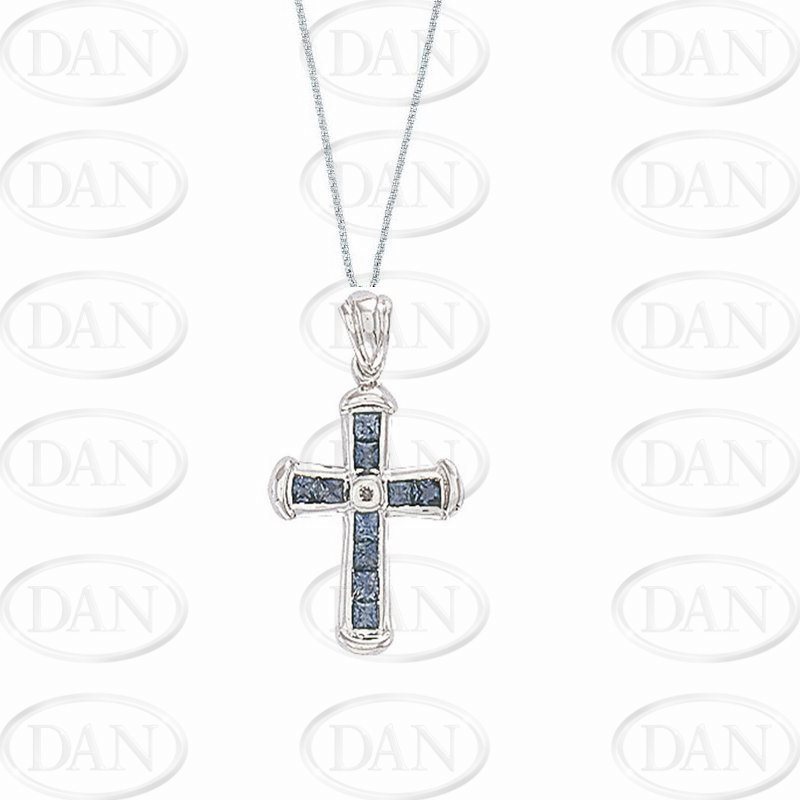 Diamond & Sapphire Cross & Chain