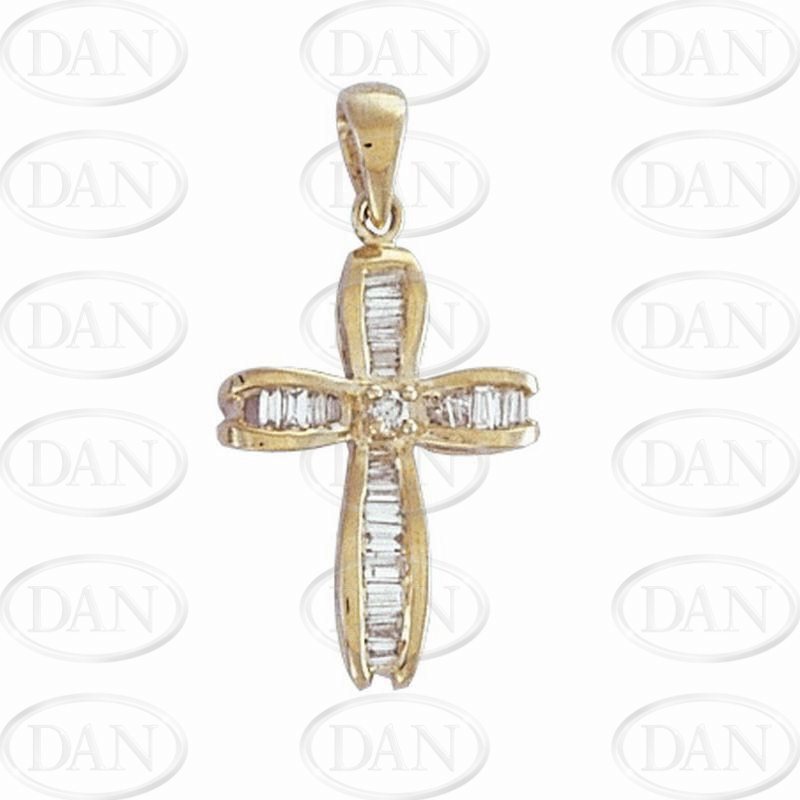 9ct Yellow Gold Diamond Cross Pendant