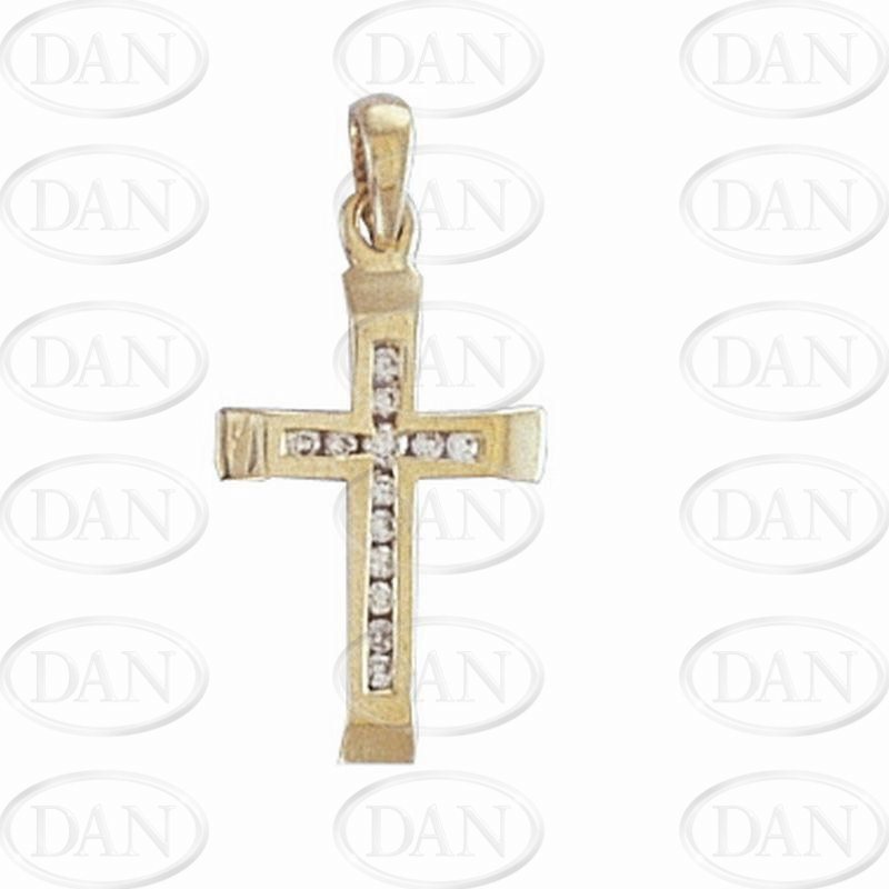 9ct Yellow Gold Diamond Cross Pendant