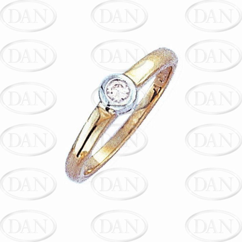 9ct. 0.07ct. Diamond Two-Tone Rubover Set Solitaire Ring - N