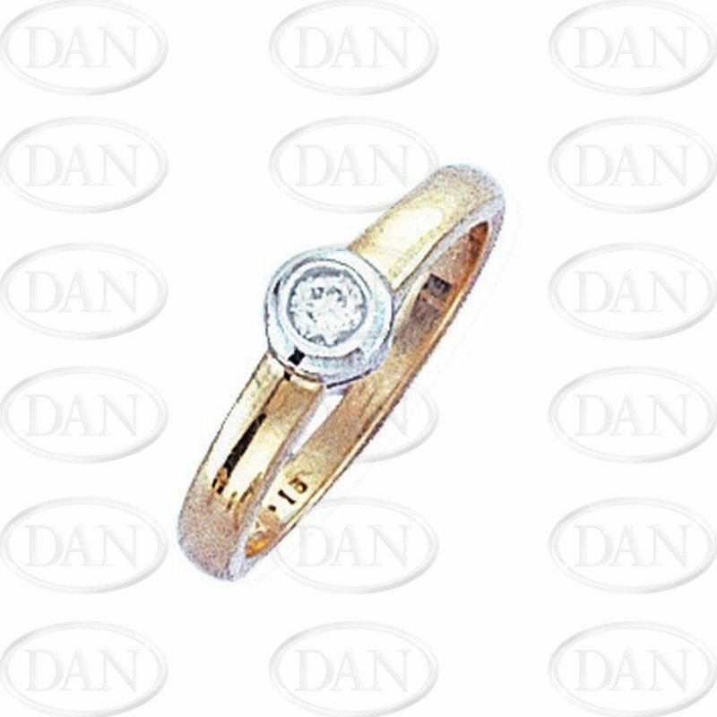 9ct. 0.15ct. Diamond Two-Tone Rubover Set Solitaire Ring - N