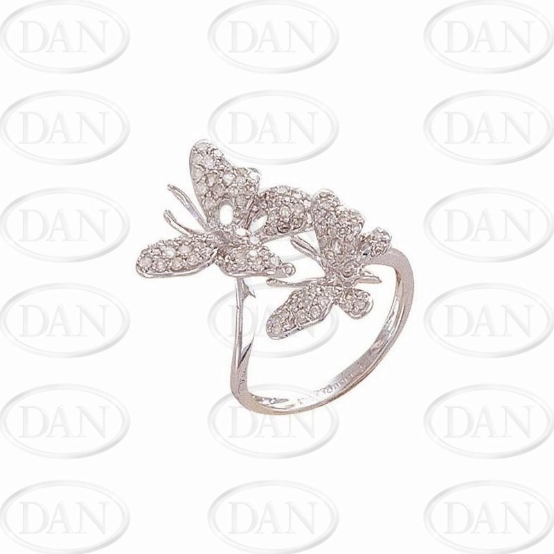 9ct White Gold Diamond Butterfly Ring - M