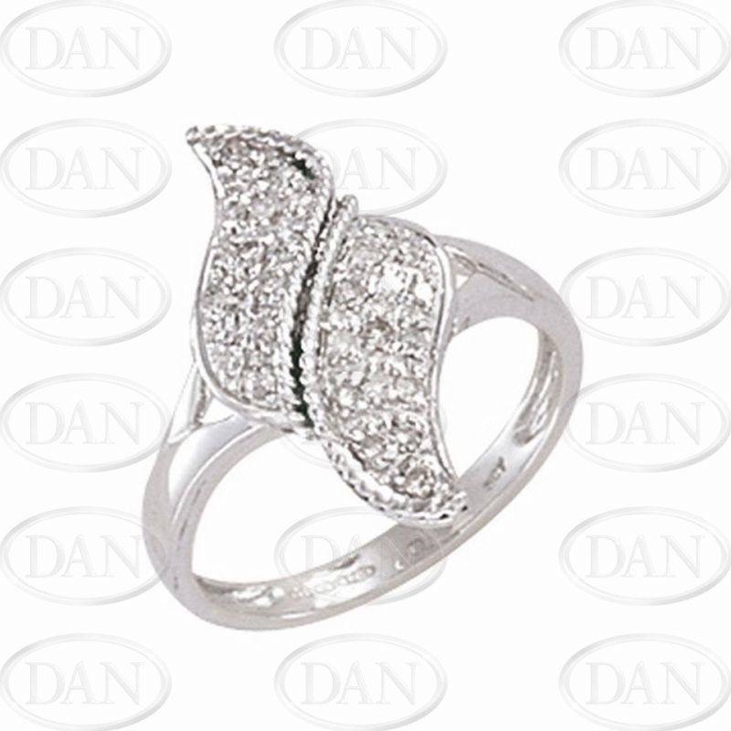 9ct White Gold Diamond Rope Swirl Ring - N