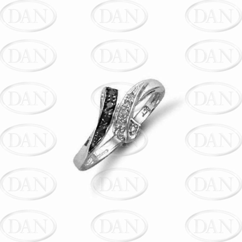 Ring (Rhodium Black) With Diamond & Bld 9ct White in Size N