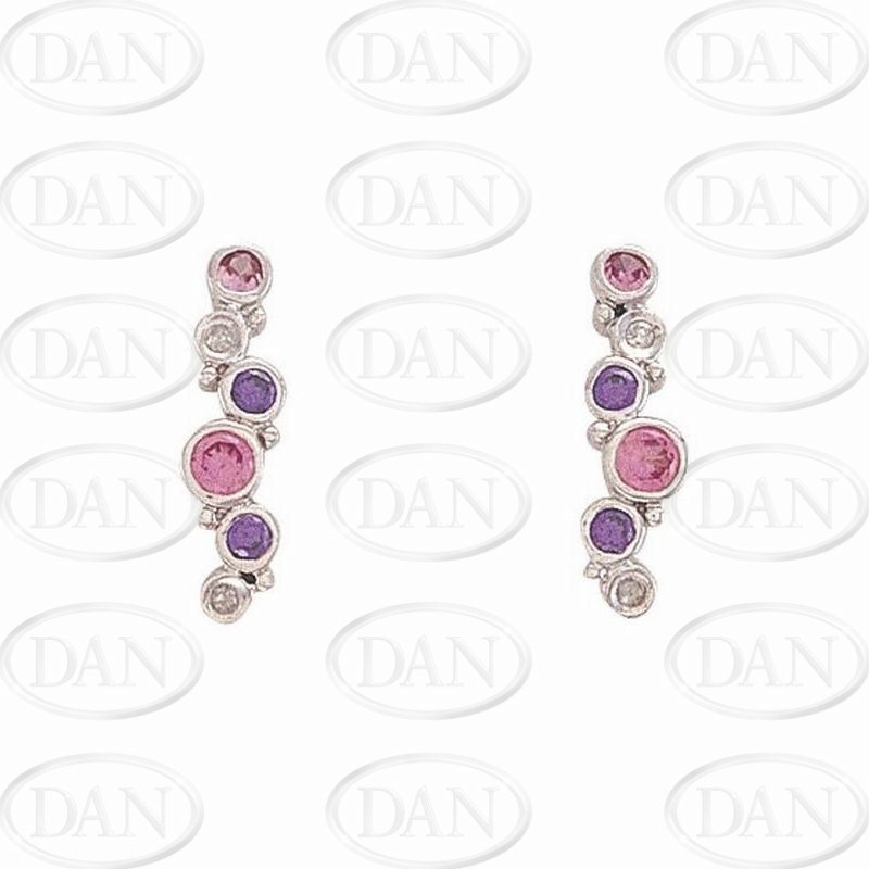 9ct White Gold Diamond, Canary Yellow  &  Peridot CZ  Bubbles Earrings