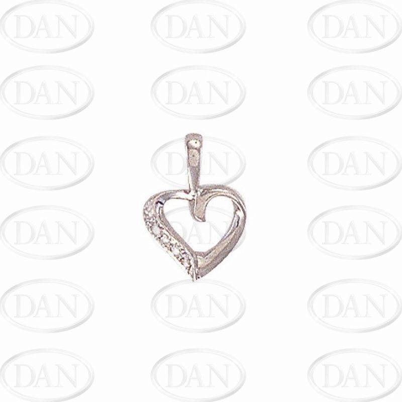 9ct White Gold Diamond Open Heart Pendant