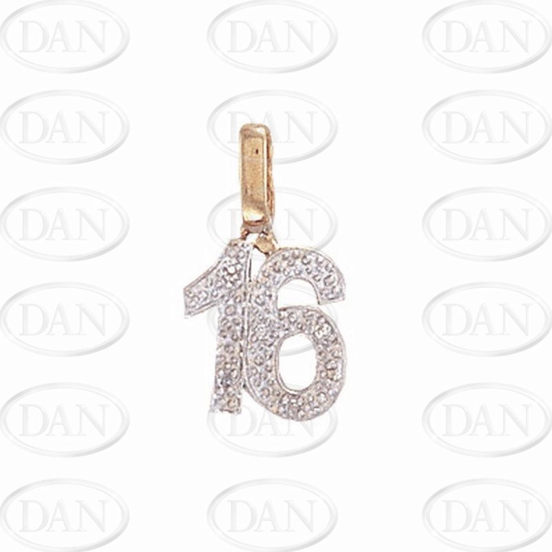 9ct White Gold Diamond 16 Pendant