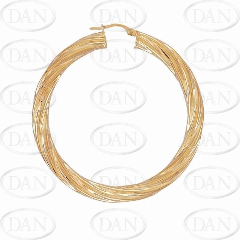 9ct YG 40mm Twist Hoop Earrings