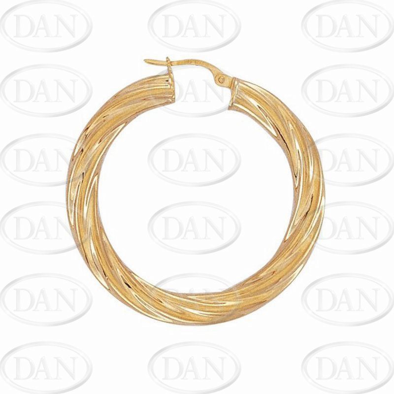 9ct YG 30mm Twist Hoop Earrings