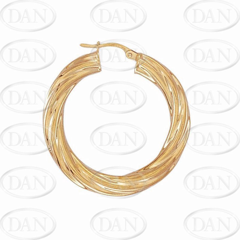 9ct YG 25mm Twist Hoop Earrings
