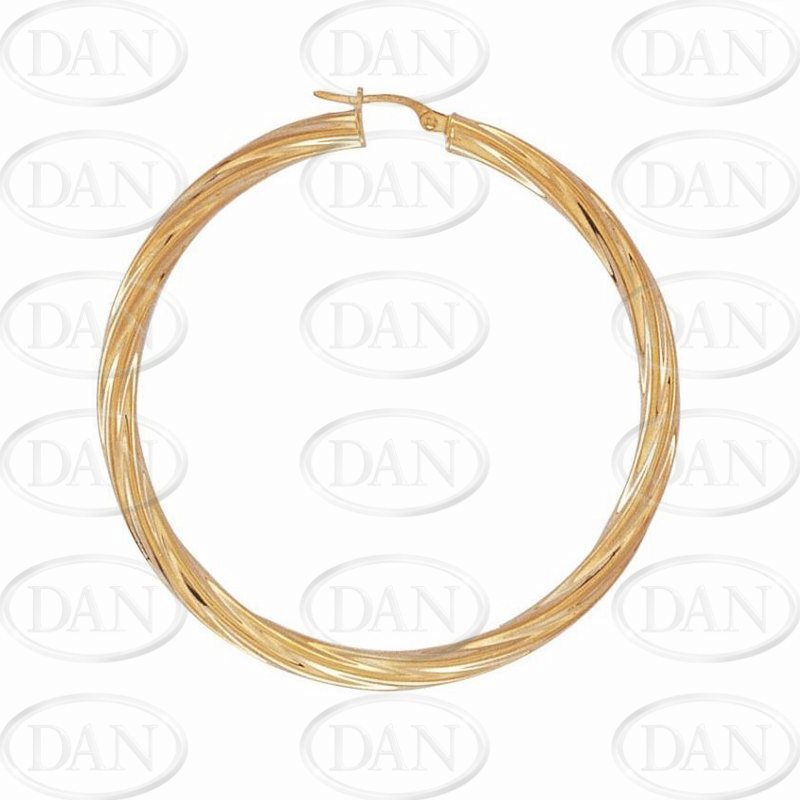 9ct YG 50mm Twist Hoop Earrings